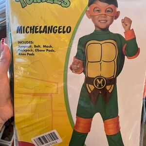 Michelangelo Ninja Turtle Kids Costume - Green and Orange